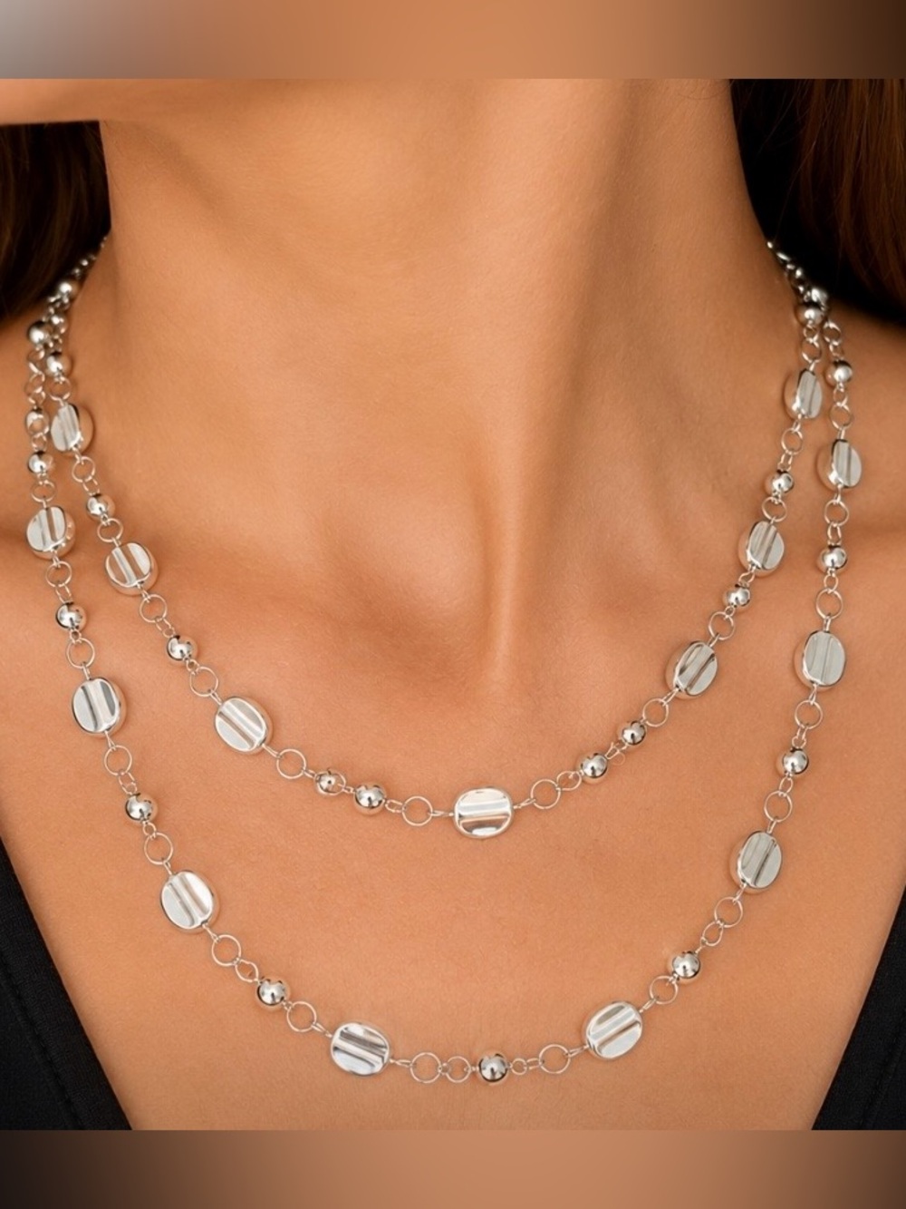 Mialisia by Youngevity Silver-Tone Convertible Necklace | Double Layered Look